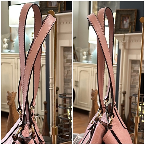 Authentic Michael Kors “Molly” Large Pebble Leather Shoulder Tote in Smokey Rose - Picture 9 of 16